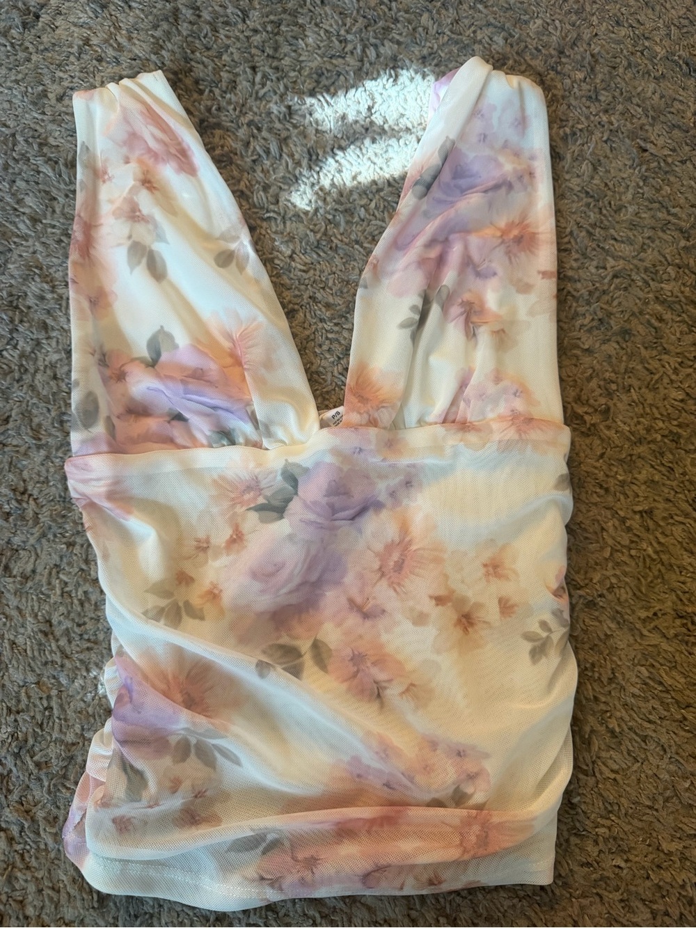 Garage Floral V-Neck Tank Top in Cream, Lavender, Peach